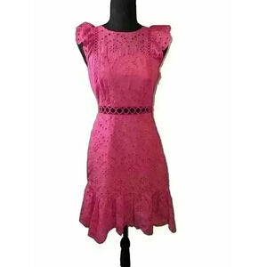 Sam Edelman Hot Pink‎ Eyelet A-Line Dress Size 0